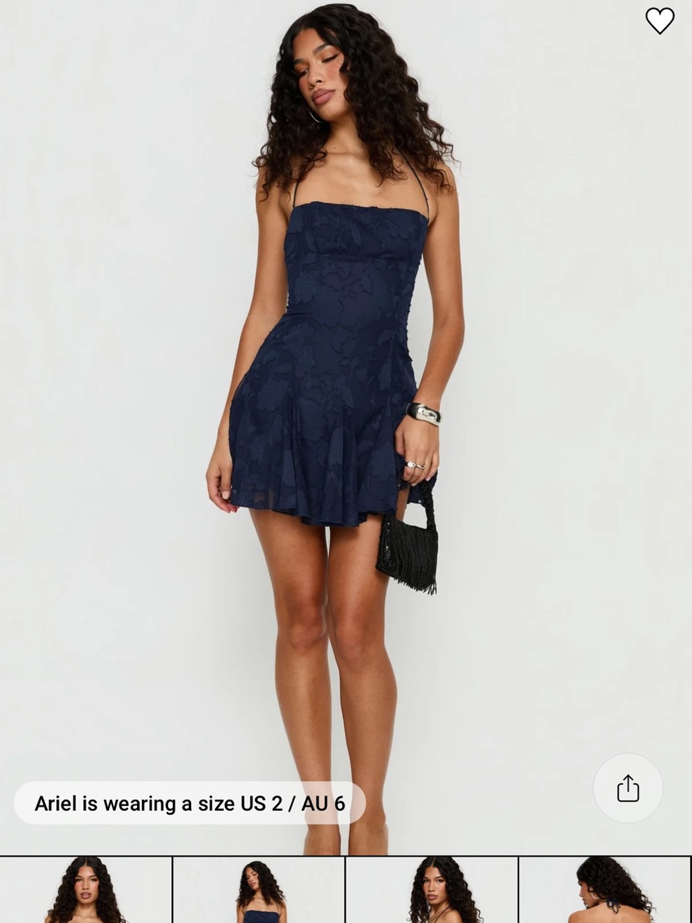 PrettyLittleThing Navy Strapless Floral Mini Dress